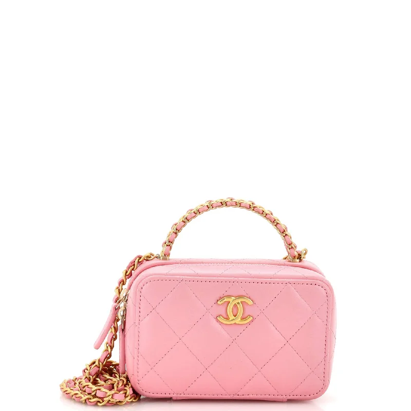 Limited Edition Bags For Collectors CC Chain Handle Zip Around Vanity Case with Chain Quilted Lambskin Mini Limited Edition Bags For Collectors CC Chain Handle Zip Around Vanity Case with Chain Quilted Lambskin Mini
