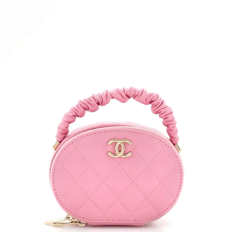 Everyday Bags For Work, School, Or Errands CC Ruched Oval Top Handle Quilted Lambskin Mini Everyday Bags For Work, School, Or Errands CC Ruched Oval Top Handle Quilted Lambskin Mini