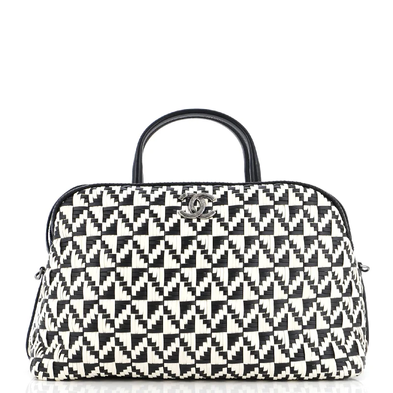 Seasonal Sale Bags Convertible Chain Bowler Bag Woven Calfskin Large