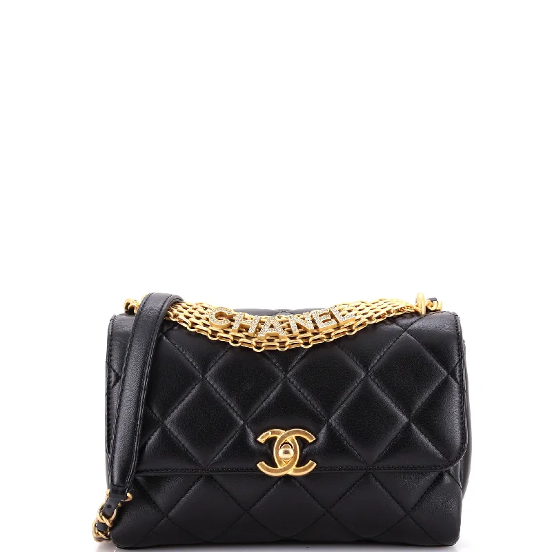Bags With Seasonal Sales Crystal Logo Letters Chain Handle Flap Bag Quilted Lambskin Small Bags With Seasonal Sales Crystal Logo Letters Chain Handle Flap Bag Quilted Lambskin Small