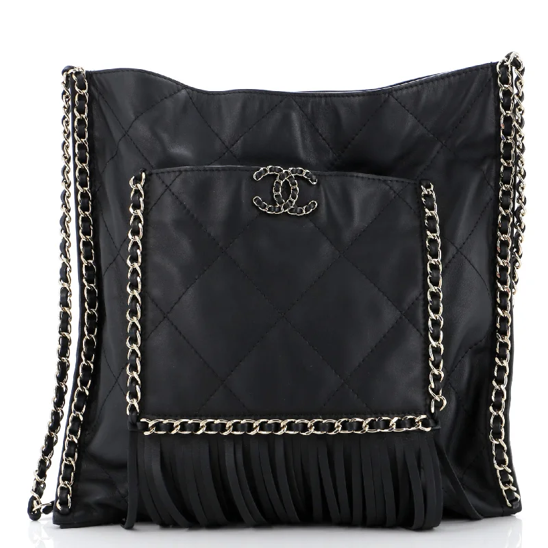 Trendy And Discounted Designer Handbags Fringe Flat Shopping Bag Quilted Calfskin Medium Trendy And Discounted Designer Handbags Fringe Flat Shopping Bag Quilted Calfskin Medium