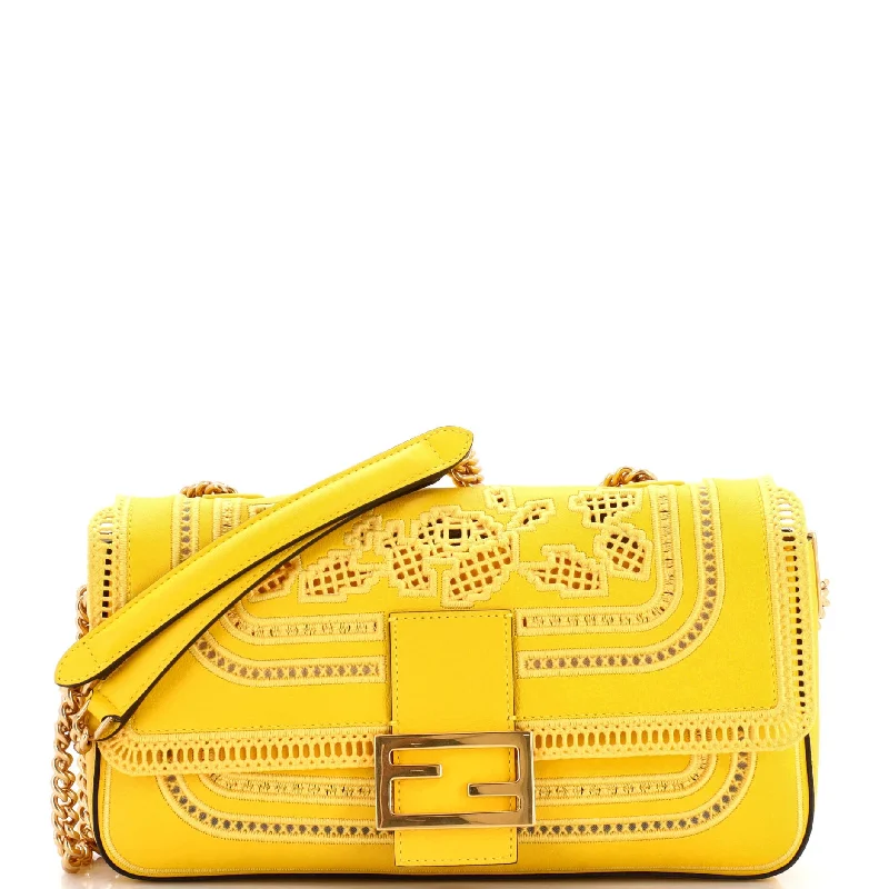 Designer Bags For Luxury Collectors Lace Baguette Chain Bag Embroidered Leather Medium Designer Bags For Luxury Collectors Lace Baguette Chain Bag Embroidered Leather Medium