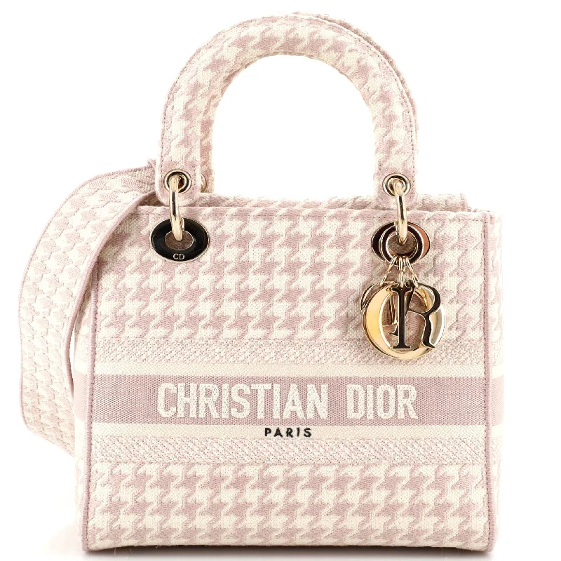 Luxury Bags For Working Professionals Lady D-Lite Bag Houndstooth Canvas Medium
