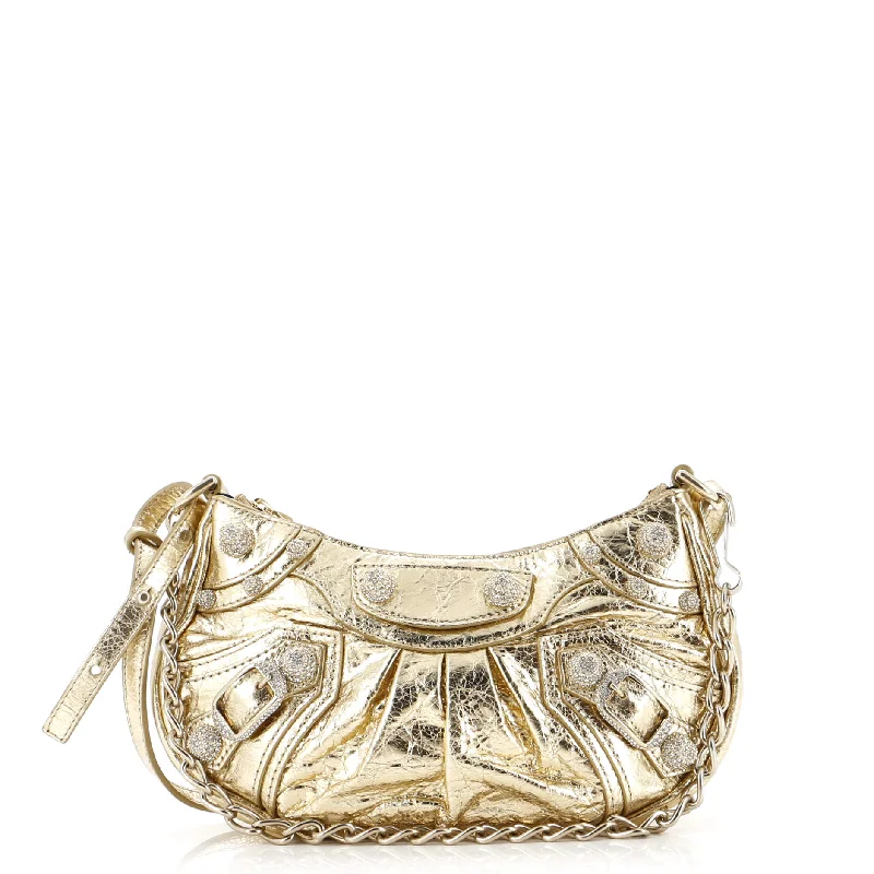 Lightweight Bags For Senior Travelers Le Cagole Giant Studs Chain Shoulder Bag Crocodile Embossed Leather with Crystals Mini Lightweight Bags For Senior Travelers Le Cagole Giant Studs Chain Shoulder Bag Crocodile Embossed Leather with Crystals Mini