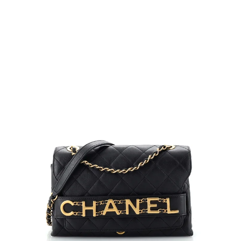 Valentine's Day Logo Enchained Flap Bag Quilted Calfskin Medium