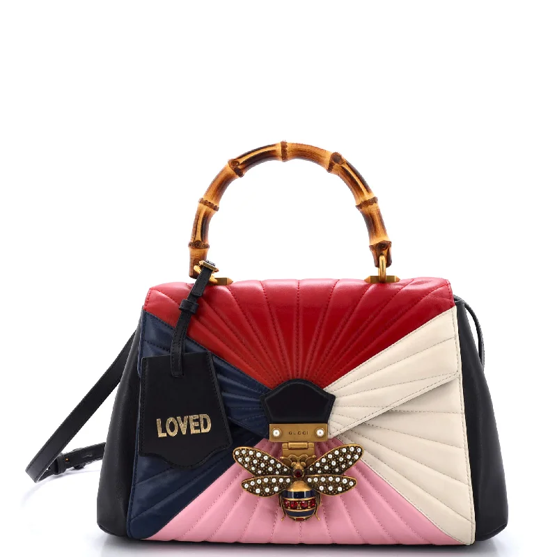 Bold Fashionistas Queen Margaret Top Handle Bag Multicolor Quilted Leather Medium