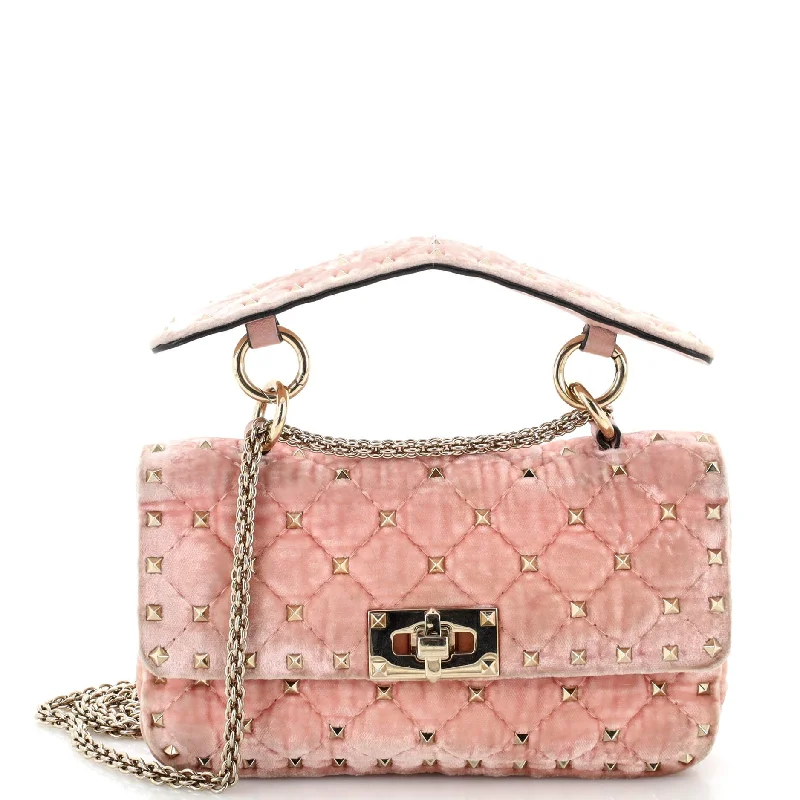 Handbag For Women Rockstud Spike Flap Bag Quilted Velvet Small