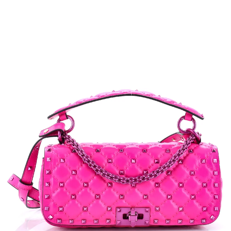 Durable And Cheap Bags Rockstud Spike Full Flap Shoulder Bag Quilted Leather Medium
