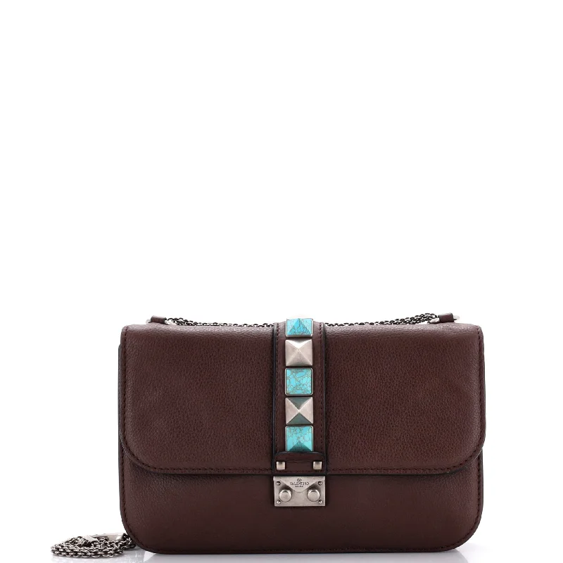 Luxury Bags Rolling Rockstud Glam Lock Shoulder Bag Leather Medium