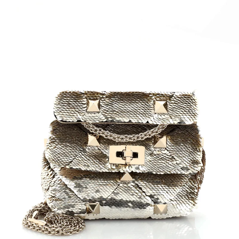 Inspired Bags For Modern Sophistication Roman Stud Flap Bag Quilted Sequins Small