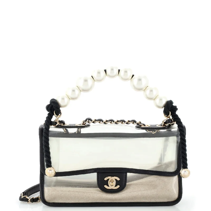 Trendy Festival Bags With Limited-Time Offers Sand By The Sea Pearl Flap Bag PVC with Lambskin Medium Trendy Festival Bags With Limited-Time Offers Sand By The Sea Pearl Flap Bag PVC with Lambskin Medium