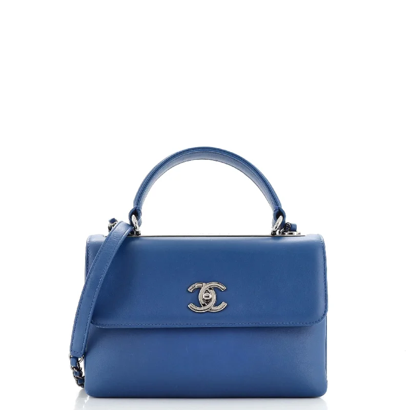 Bags With Tsa-Approved Features Trendy CC Top Handle Bag Calfskin Small