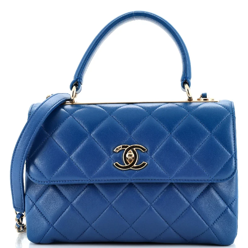 Bag Deals Trendy CC Top Handle Bag Quilted Lambskin Small