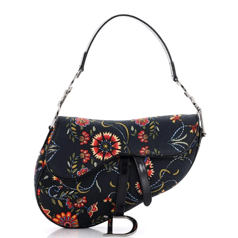 Holiday Gift Bags For Christmas Vintage Saddle Bag Printed Canvas Medium