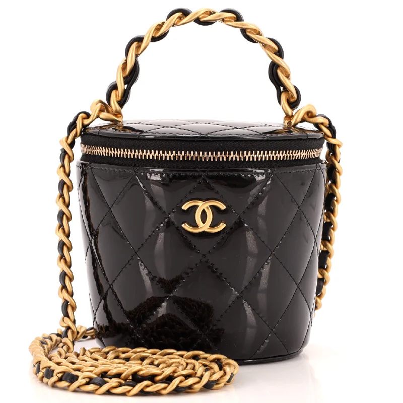 Luxury Bags On Sale Woven Chain Top Handle Vanity Bucket Bag Quilted Patent