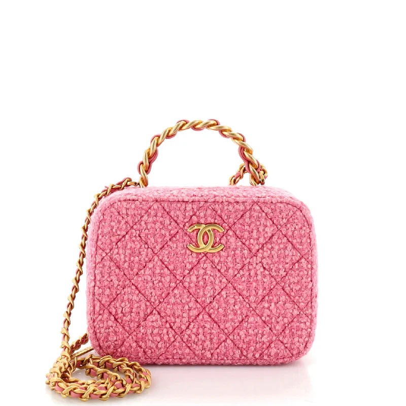 Trendy Bags For Women And Men In 2025 Woven Chain Top Handle Vanity Case Quilted Tweed Small Trendy Bags For Women And Men In 2025 Woven Chain Top Handle Vanity Case Quilted Tweed Small